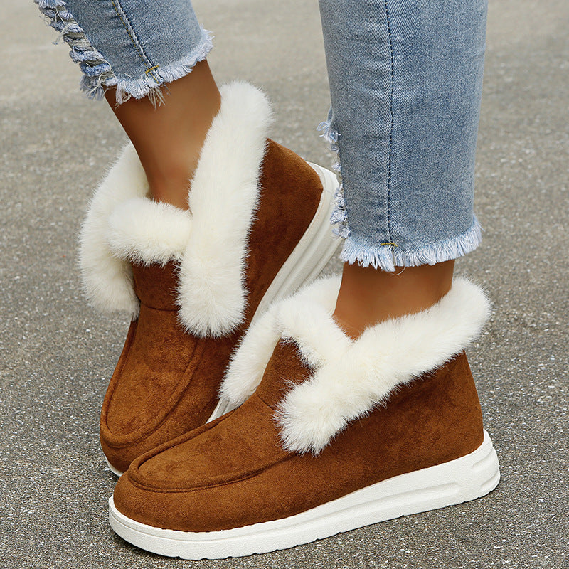 Snow Boots Warm Winter Shoes Plush Fur Ankle Boots Women - Leeb's Warehouse