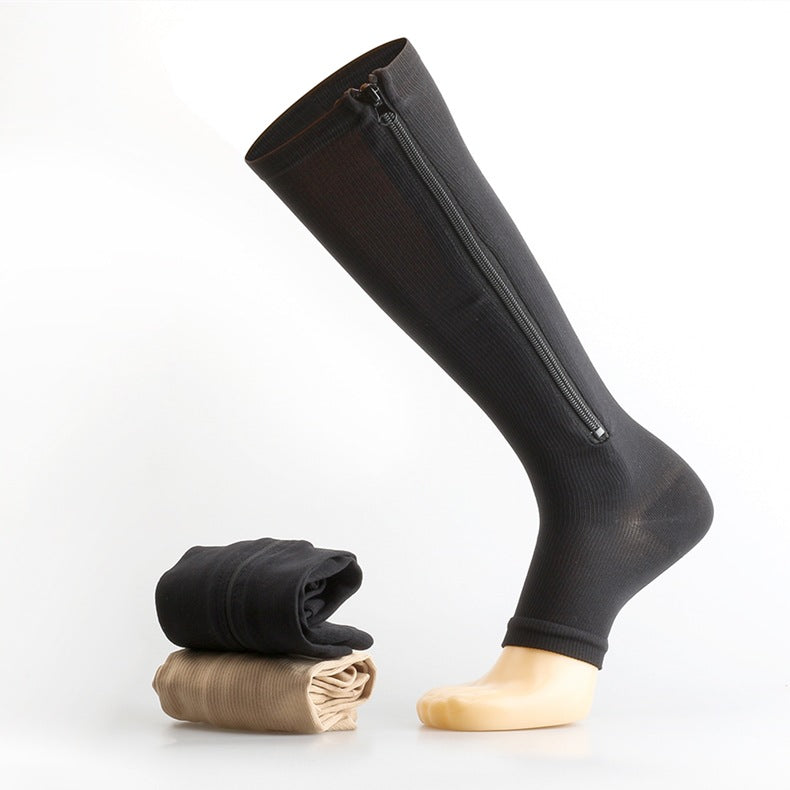 Plastic Calf Yoga Socks Compression Zipper Socks