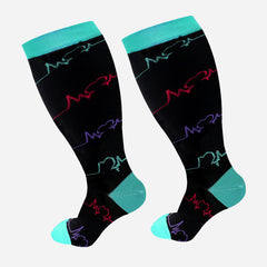 Plus Size Compression Socks Men's And Women's Pressure Socks High Elasticity Fat Socks Sports Fitness Printing Running Socks