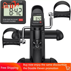 Mini Exercise Bike, Under Desk Bike Pedal Exerciser Portable Foot Cycle Arm & Leg Peddler Machine with LCD Screen Displays